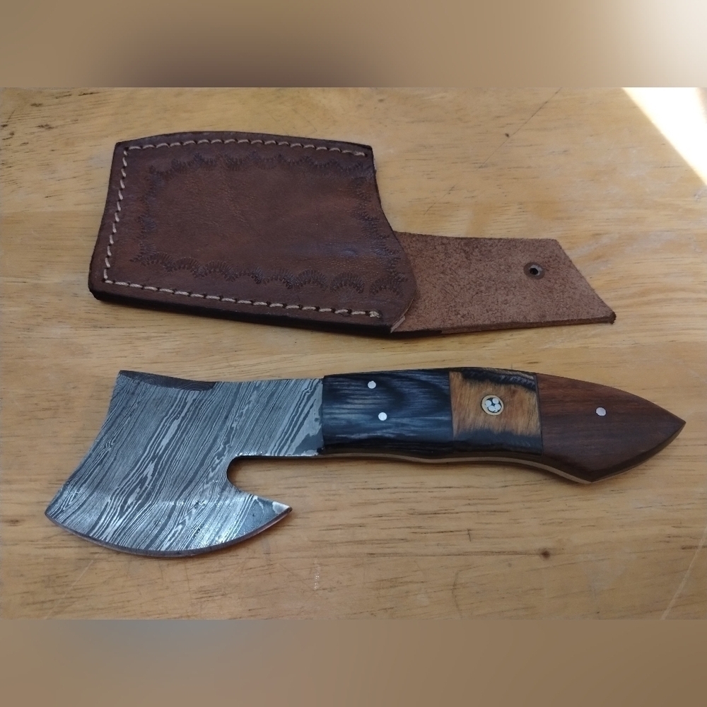 New Damascus steel blade men's hunting camping survival hatchet knife